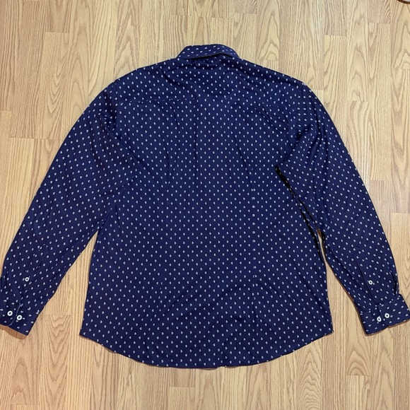 Buttercloth 2XL Regural Fit Purple/blue Button Up Shirt Geometric Flip Cuff NEW - Picture 2 of 10